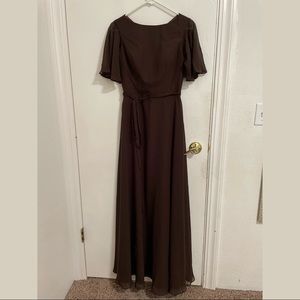 Babaroni dark brown A-line bridesmaid dress